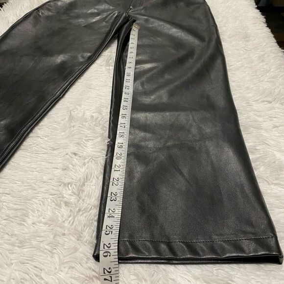 Abercrombie & Fitch The 90's Straight Ultra High Rise Pants in Black Vegan Leath - Picture 8 of 8